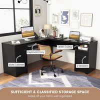 Bureau d'ordinateur d'angle en forme de L avec tiroirs et étagère de rangement, bureau à domicile, calcul robuste et peu encombrant