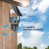 Système de sécurité CCTV extérieur alimenté par énergie solaire avec caméra PTZ à double objectif 4MP, batterie de grande capacité 8000mAh, carte SIM 4G