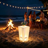 CAIQI Table de cocktail moderne en PE, lumineuse à LED, rechargeable et étanche, support de fleurs lumineux pour bar, idéal pour les sous-sols, entrées et événements extérieurs