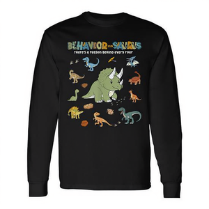 T-shirt a maniche lunghe con dinosauro Behavior-Saurus per analisti del comportamento - Product Image 2