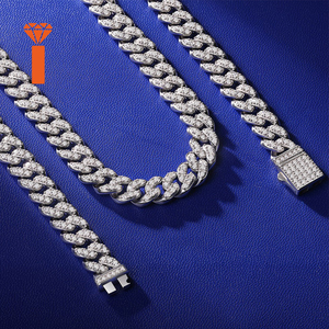8mm VVS <span class=keywords><strong>Moissanite</strong></span> diamanten-geïnspireerde hiphop sieraden, hoogwaardig sterling zilver 925 Miami Cuban Chain <span class=keywords><strong>Moissanite</strong></span> ketting - Product Image 1