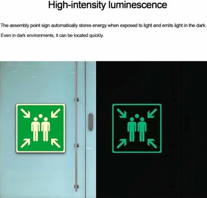 Panneau de point d'assemblage d'urgence, panneau de sécurité lumineux dans le noir pour point d'évacuation au lieu de travail, en zone publique - Product Image 1