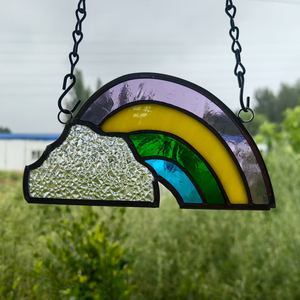 Feuilles de vitraux <span class=keywords><strong>Tiffany</strong></span> faites à la main Maika <span class=keywords><strong>pour</strong></span> fenêtre élégante suspendue Art & Sparkling Suncatcher Crafts Panneaux de verre décoratifs - Product Image 4