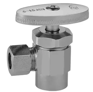 Multi-turn Brass Sweat Compression Inlet Angle Stop Valve With Removable Metal Handle 1/2 inch Sweat * 3/8 inch OD Rough Chrome