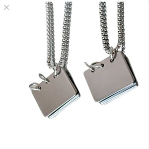 Personalizzabile oro placcato 18K ciondolo moda collane personalizzate coppia gioielli lettere d'amore libri in acciaio inox collane - Product Image 4