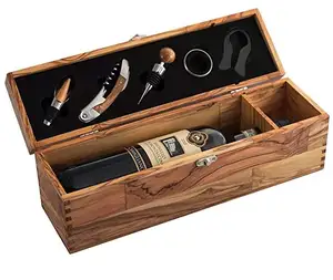 wholesale custom Cheap Wooden Wine Box for Gifts Solid Wood with Hinged Lid
