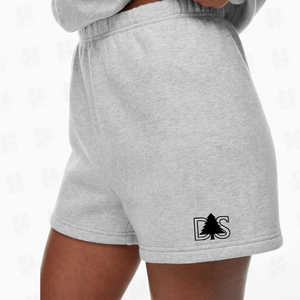 Pantalones Cortos Deportivos de Verano para Mujer, Personalizados con Bordado, de Algodón, Felpa Francesa, con Cordón Ajustable en la Cintura, Color Gris - Product Image 4