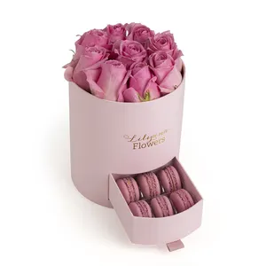 도매 주문 발렌타인 데이 말린 꽃 선물 상자 실린더 원형 꽃 꽃 상자 서랍
