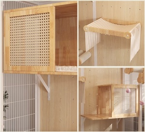 Casa de Villa de gato de <span class=keywords><strong>madera</strong></span> maciza de lujo con ruedas, plataforma de varios niveles, rascadores, vista panorámica, recinto interior - Product Image 5