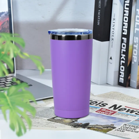 Vente en gros de gobelets isothermes personnalisés de 20 oz, revêtement poudré noir, mug à café pour voiture, couleurs mélangées