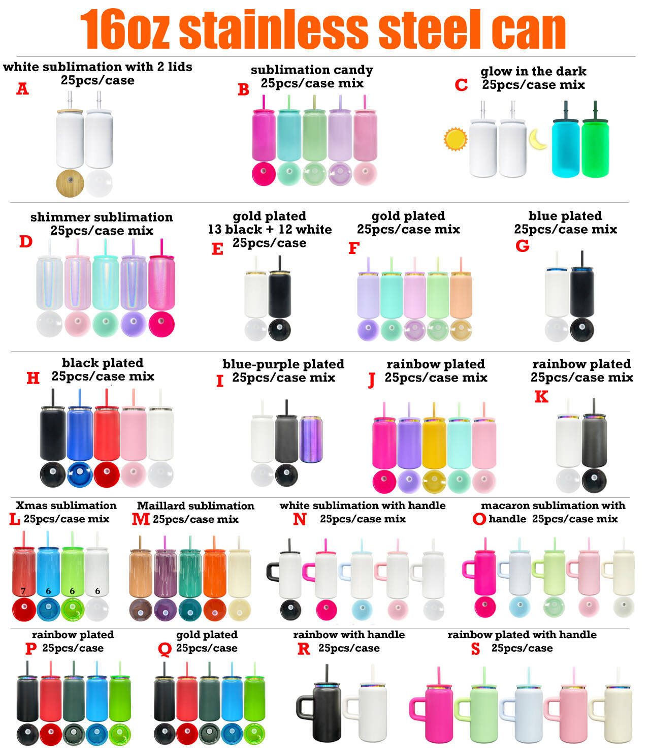 Latas metálicas de 16 oz