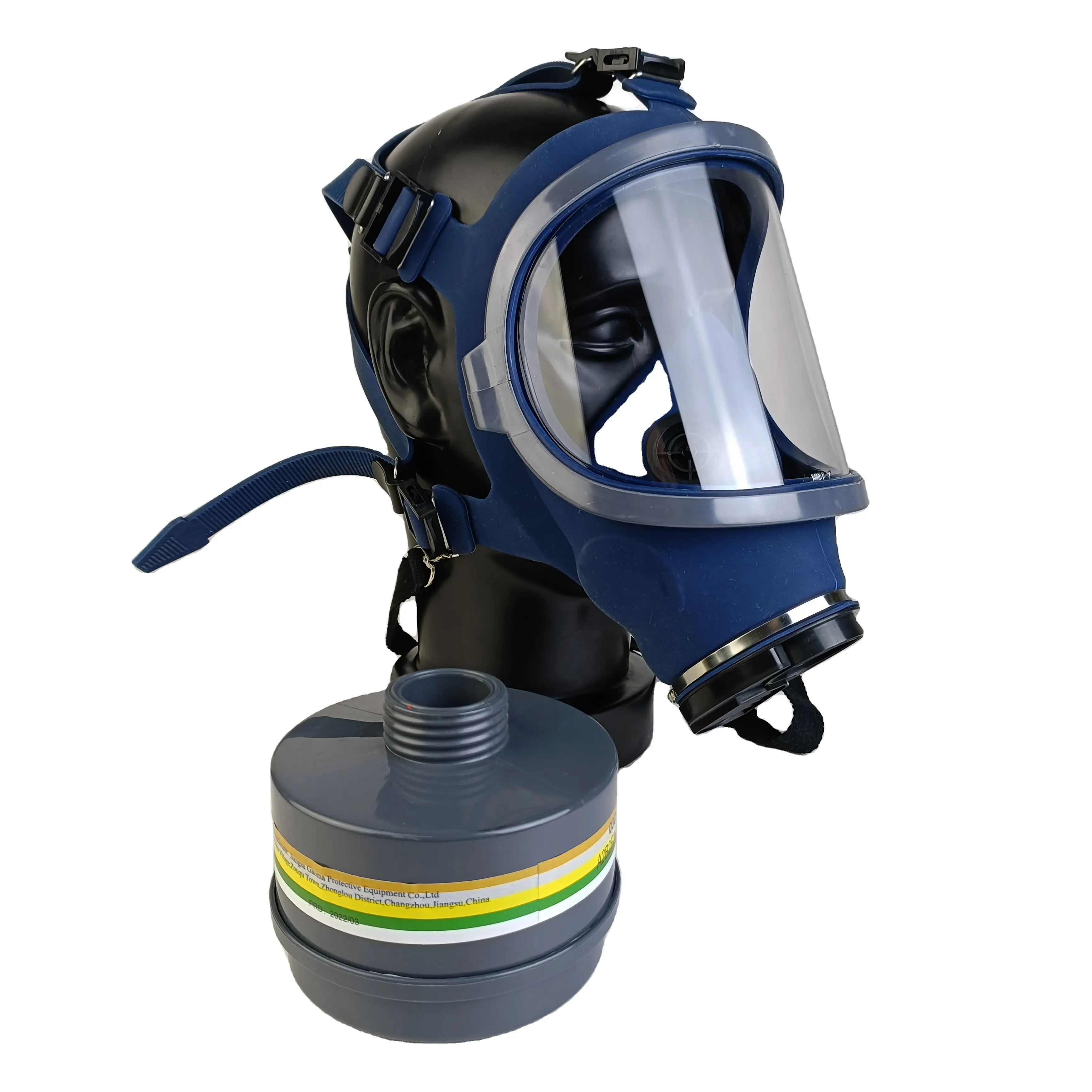 Çift filtreli profesyonel tam yüz gaz maskesi koruması kimyasal respiratörü maske