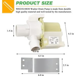 Bomba de Desagüe Eléctrica para Lavadora WH23X10030, 45L/Min, 120V, 85W, Pieza de Repuesto Duradera de Plástico para Electrodomésticos de Lavandería - Product Image 5