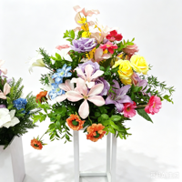 Colonnes romaines, pots de fleurs en soie, marqueurs de chemin floraux, décorations pour vitrine de magasin, événement d'ouverture de boutique, autres pivoines artificielles pour mariage