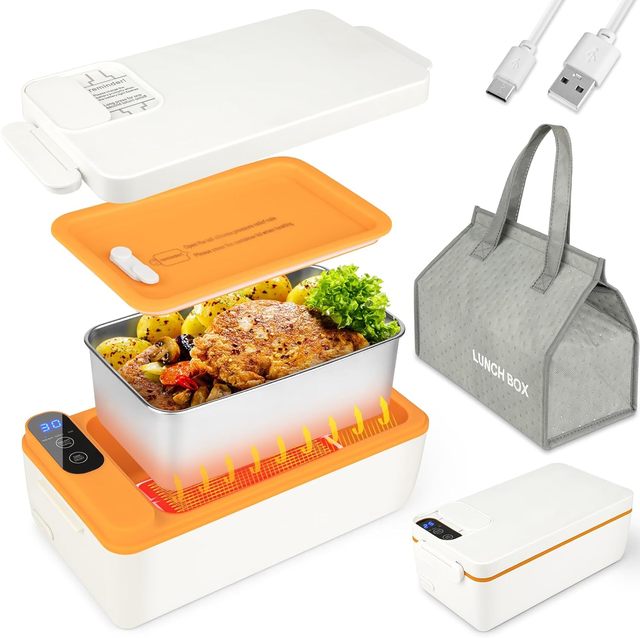 Electric Heating Lunch Box Wireless Portable USB Rechargeable Lunch Box 1000mL 9600mAh Food Insulation Lunch Container