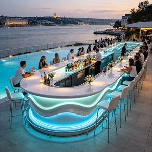 Modern Curved <b>Bar</b> <b>Table</b> Custom <b>Bar</b> Counter Contemporary Cocktail Furniture for Home <b>Bar</b> Hotel Poolside - Product Image 6