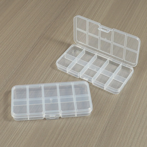 Transparent Plastic Storage Box 12.8x6.5x1.5cm 10 Compartments For Jewelry Nail <b>Clips</b> Screws Fish <b>Hooks</b> With Cover - Product Image 3