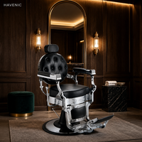 Fauteuil de Barbier Vintage Antique pour Salon, Durable, Ergonomique, Utilisation Hôtelière, Siège en Cuir, Cadre en Acier Inoxydable pour Hommes
