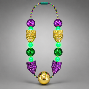 Collier lumineux LED de 52 pouces pour le Mardi Gras avec <span class=keywords><strong>4</strong></span> masques de comédie et de tragédie et <span class=keywords><strong>4</strong></span> grandes boules de 60 mm pour le défilé de carnaval - Product Image 2