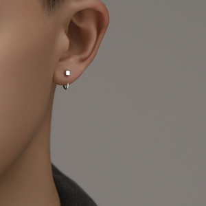 Boucles d'oreilles carrées minimalistes vintage pour adolescents, <span class=keywords><strong>piercing</strong></span> d'<span class=keywords><strong>oreille</strong></span> en cuivre pour femmes, hommes, bijoux unisexes - Product Image 4