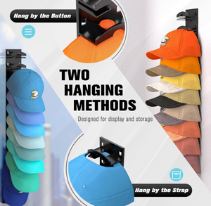 Lot <span class=keywords><strong>de</strong></span> 2 organiseurs <span class=keywords><strong>de</strong></span> casquettes pour casquettes <span class=keywords><strong>de</strong></span> baseball, support mural pour chapeaux avec adhésif puissant pouvant accueillir jusqu'à 20 casquettes, support <span class=keywords><strong>de</strong></span> rangement pour chapeaux - Product Image 6