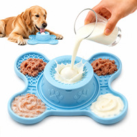 Tapis de léchage universel 3-en-1 antidérapant en silicone de qualité alimentaire OEM pour chats et chiens, avec bol à alimentation lente