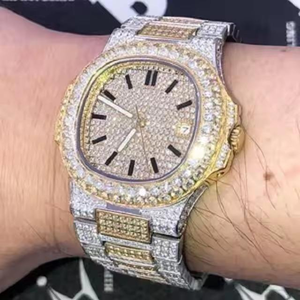 Montre-bracelet pour homme en acier inoxydable avec quartz, diamant Moissanite VVS, forme artistique, détails lumineux, fabrication distinguée, haute valeur - Product Image 6