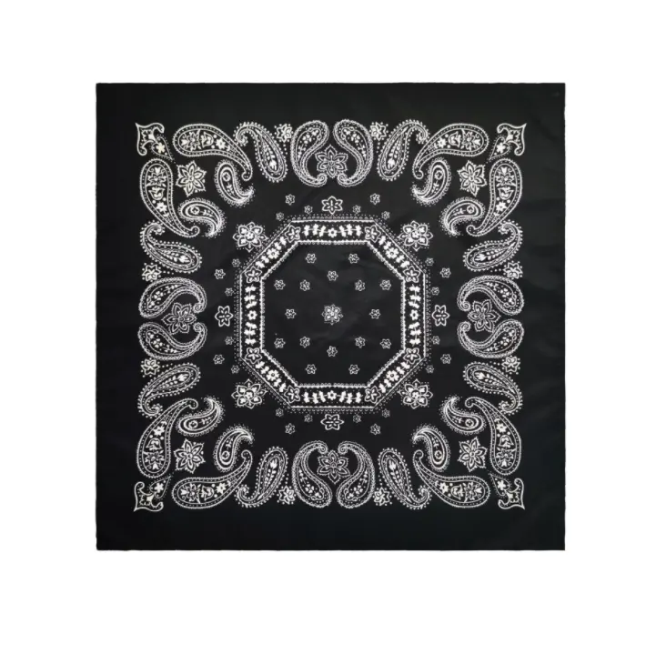 Multifunções colorido personalizado 100% algodão quadrado tecido impresso headwear clássico personalizado algodão bandana