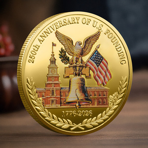 浮雕镀金美国独立250周年纪念币 美国250周年纪念币带鹰 - Product Image 1