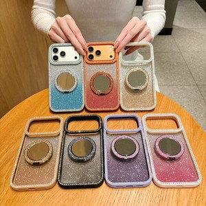Coque de <span class=keywords><strong>téléphone</strong></span> scintillante avec <span class=keywords><strong>miroir</strong></span> en stock pour iPhone 17 16 15, étui Bling avec support pour iPhone 14 13 12 11 - Product Image 3