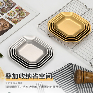 304 Stainless Steel Korean Style Square Snack Plate Commercial Kimchi Cold Dish Bone Spitting Dessert Premium Plate - Product Image 3