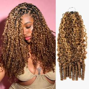 Nouvelle Arrivée - Extensions de <span class=keywords><strong>Cheveux</strong></span> Humains au Crochet Effet Plume, Pré-Bouclées, Ombrées, Boucles Birmanes, Style Bohème - Fabricant de <span class=keywords><strong>Cheveux</strong></span> Humains - Product Image 1