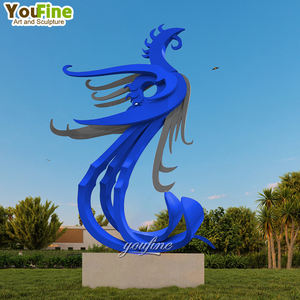 YOUFINE Jardín al aire libre Moderno Espejo grande Abstracto <span class=keywords><strong>Acero</strong></span> inoxidable Fénix Estatua Escultura - Product Image 3