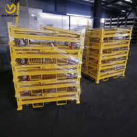EASYLINK - Chariot pliable robuste en treillis métallique avec barre de remorquage et roulettes, conteneur de stockage d'entrepôt empilable et pliable