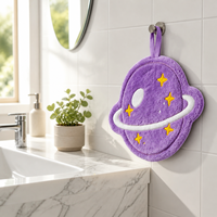 Serviette à main douce et moelleuse en forme de planète de dessin animé, à suspendre, séchage rapide, pour cuisine et salle de bain