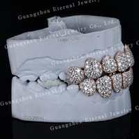 Grillz dentaire Hip-Hop personnalisé en or rose massif 14K, 2 à 10 diamants de laboratoire Moissanite taille brillant nid d'abeille, certifié unisexe
