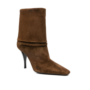 2025 Custom Women's Simple Stiletto High <strong>Heel</strong> <strong>Boots</strong> <strong>Kitten</strong> <strong>Heel</strong> Office Midi <strong>Boots</strong> with Pointed Toe Autumn Western Suede Winter - Product Image 3
