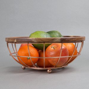 <span class=keywords><strong>Amazon</strong></span> Offre Spéciale Maison Créative <span class=keywords><strong>De</strong></span> Luxe Bois D'acacia Et Fil <span class=keywords><strong>De</strong></span> fer Panier <span class=keywords><strong>De</strong></span> <span class=keywords><strong>Fruits</strong></span> Avec la Finition <span class=keywords><strong>de</strong></span> cuivre Pour cuisine Salle à manger - Product Image 2