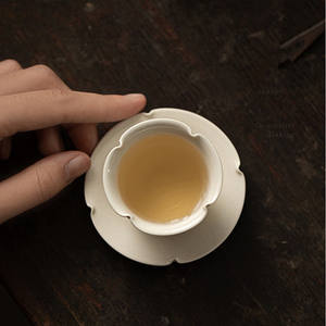 Taza de cerámica Kungfu de estilo tradicional hinés con forma de posavasos alus <span class=keywords><strong>spectabilis</strong></span>, con el mismo tipo de posavasos - Product Image 3