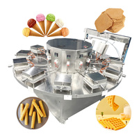Machine commerciale rotative à gaufres, chocolat, sucre roulé, automatique, Donut, crème glacée, cône