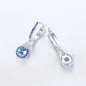 Sky Blue Earrings S925 Silver Earrings With Colorful Treasure Earrings For Women Exquisite Micro Set Sky Sapphire Jewelry