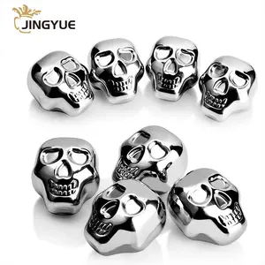 Skull Shaped 304 Metal Whiskey Cooling Stones Reusable Stainless Steel Ice Cubes For Whisky Vodka Wine Beverage Juice Soda