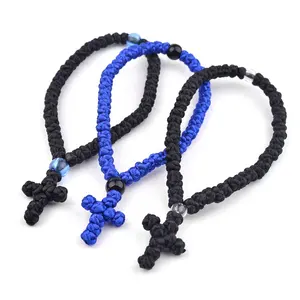 Cuerdas de oración ortodoxas de 50 nudos Komboskini Cuerdas ortodoxas Colores negro y azul