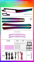 Luz Ambiental Dinámica Cardoo para BMW Serie 5 F10 F11 F18 2011-2017, Actualización de Iluminación Ambiental Interior del Automóvil de 64 Colores, Accesorios