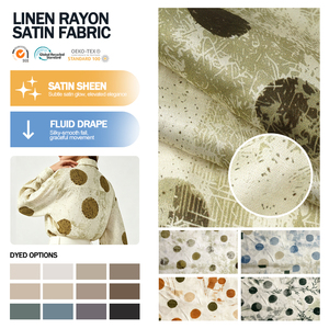 Tissu satiné en rayonne, viscose et lin imprimé brillant sur mesure, fourni par l'usine, pour chemises et vêtements - Product Image 1