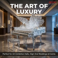 Piano à queue de luxe au design européen pour salle de bal royale, piano à queue en cristal, personnalisation directe d'usine