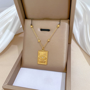 Collana con Ciondolo <span class=keywords><strong>Occhio</strong></span> del Diavolo in Zircone Placcato Oro 18K Dina, Catena Vintage Lucida Ipoallergenica in Acciaio Inossidabile - Product Image 1