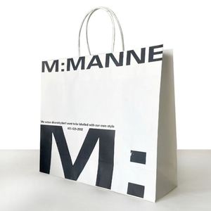 Food Grade Biodegradable Kraft Paper Gift <b>Bag</b> with Custom Printed Logo Classic Style Punching Handle - Product Image 3