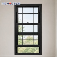 Ventana Corrediza Doble de Aluminio Resistente a la Intemperie RICHOCEAN, Doble Acristalamiento Low-E, Mosquitera Retráctil, Ventanas Verticales