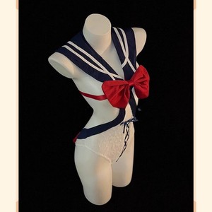 Disfraz Sexy de Marinera Azul para Mujer, Lencería, Uniforme, Cosplay con Lazo Rojo y Detalles de Encaje para Juego de Roles - Product Image 3